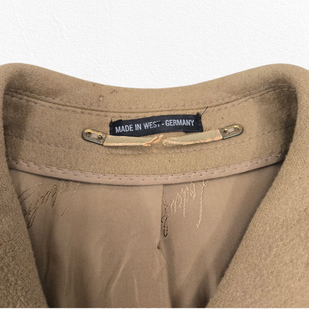 Vintage 70s Lodenfrey Camel Minimalist Overcoat West Germany Wool Mohair Coat XL - Picture 5 of 16